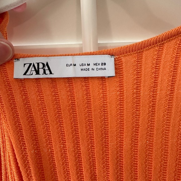Orange Zara Rib Knot Sleeveless Dress - Picture 2 of 5